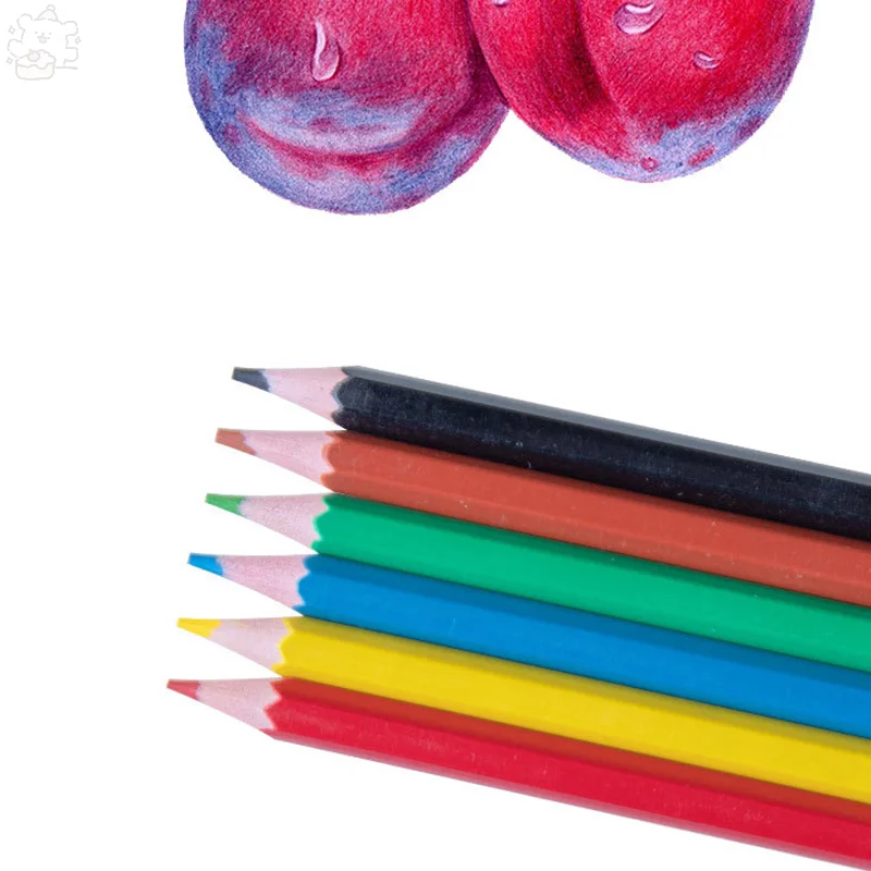 Colored Pencil Set For Kids Drawing Crayons 6pcs 3.5inch Wooden
