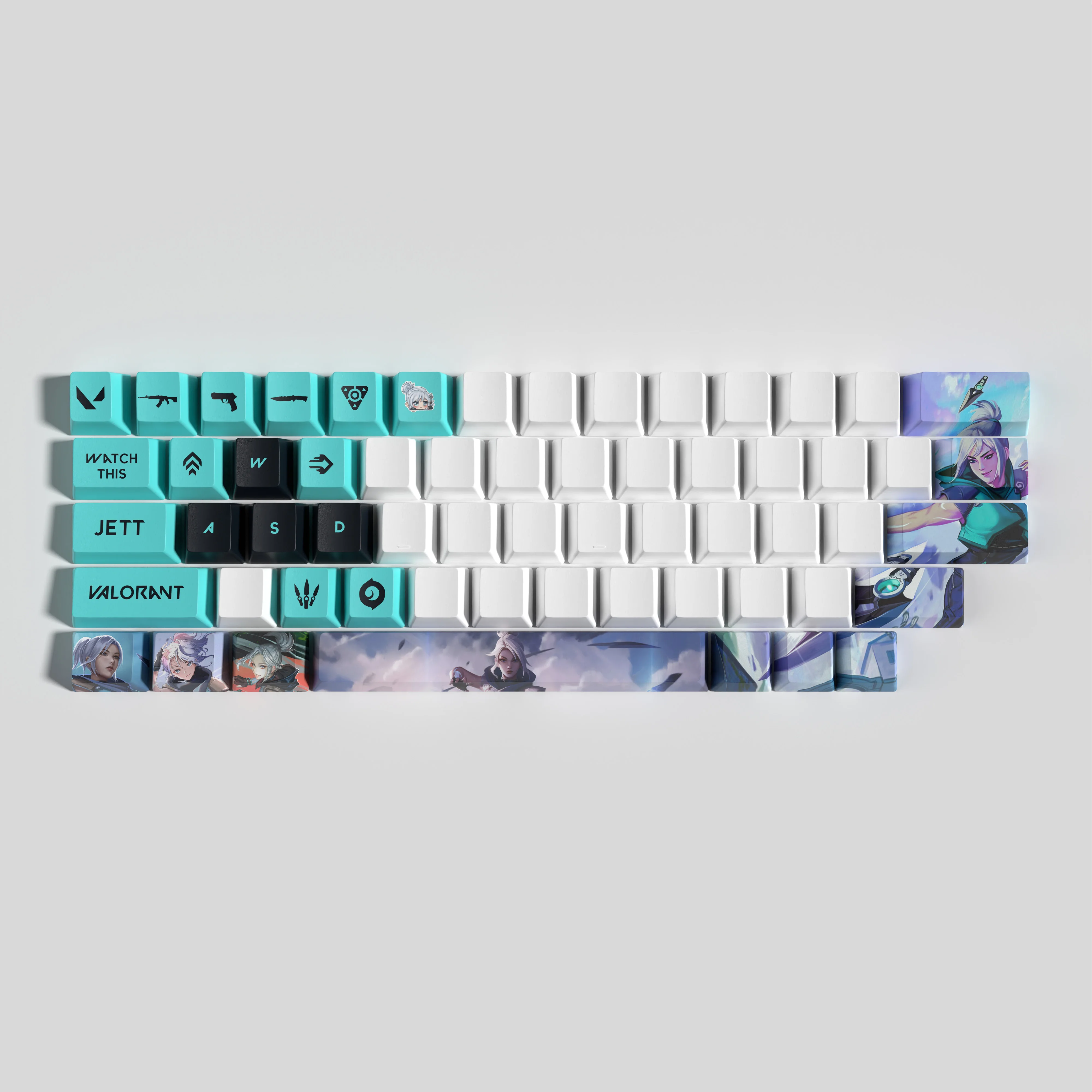 Vlaorant Keycaps Jett Keycaps 29 Toetsen Mini Set Oem Profiel Pbt Dye Sub Keycaps