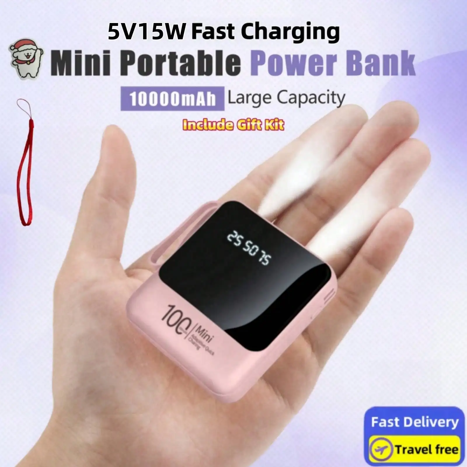 

Advanced Slim Power Bank 10000mAh Fast Charging Portable Charger PD Quick Charge Dual USB Ports USB-C Output Compact Lightweight Body LED Display Screen Overcharge Protection Universal Charger For Office School Dorm Travel Essentials Luxury Gift Box Perfe