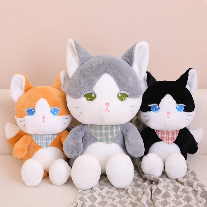 23/35/45cm New Creative Fox Cat Plush Toy Cute Stuffed Animals Kittey Plushies Doll Anime Soft Kids Toys for Girls Birthday Gift