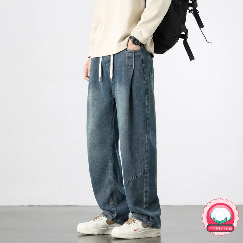 

Straight Jeans Men Wide Jeans Loose Denim Trousers White Neutral Jeans Streetwear Casual Pure Man Women Pants Hip Hop Bagy Jeans