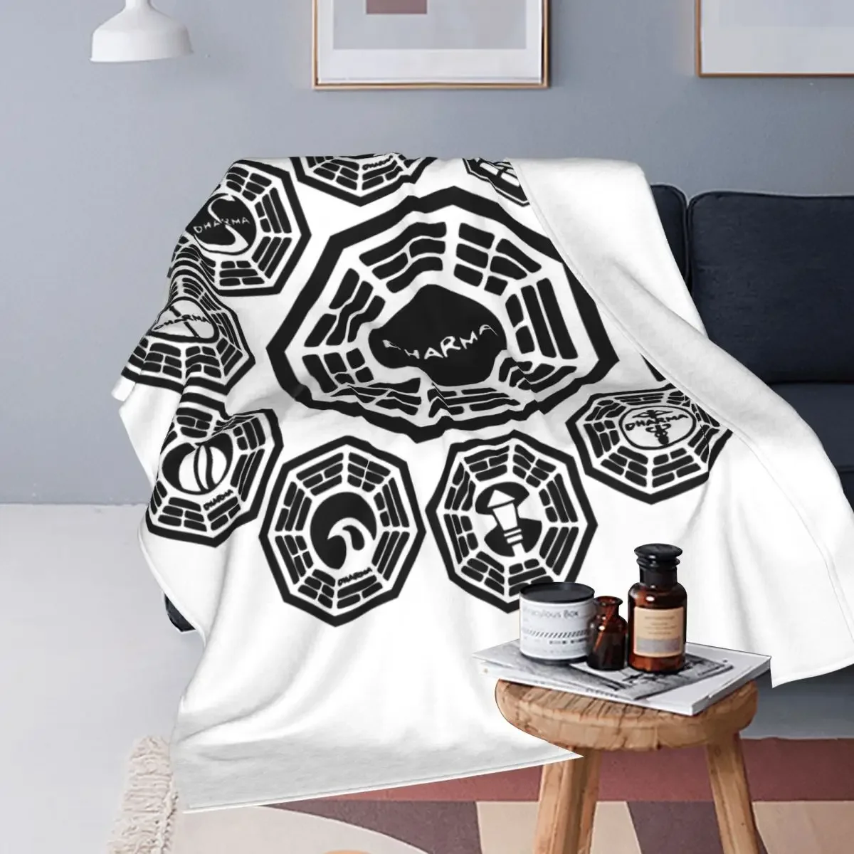 DHARMA Initiative Blankets Velvet Autumn/Winter 1977 Tv Show Lost Portable Warm Throw Blankets for Sofa Travel Bedding Throws