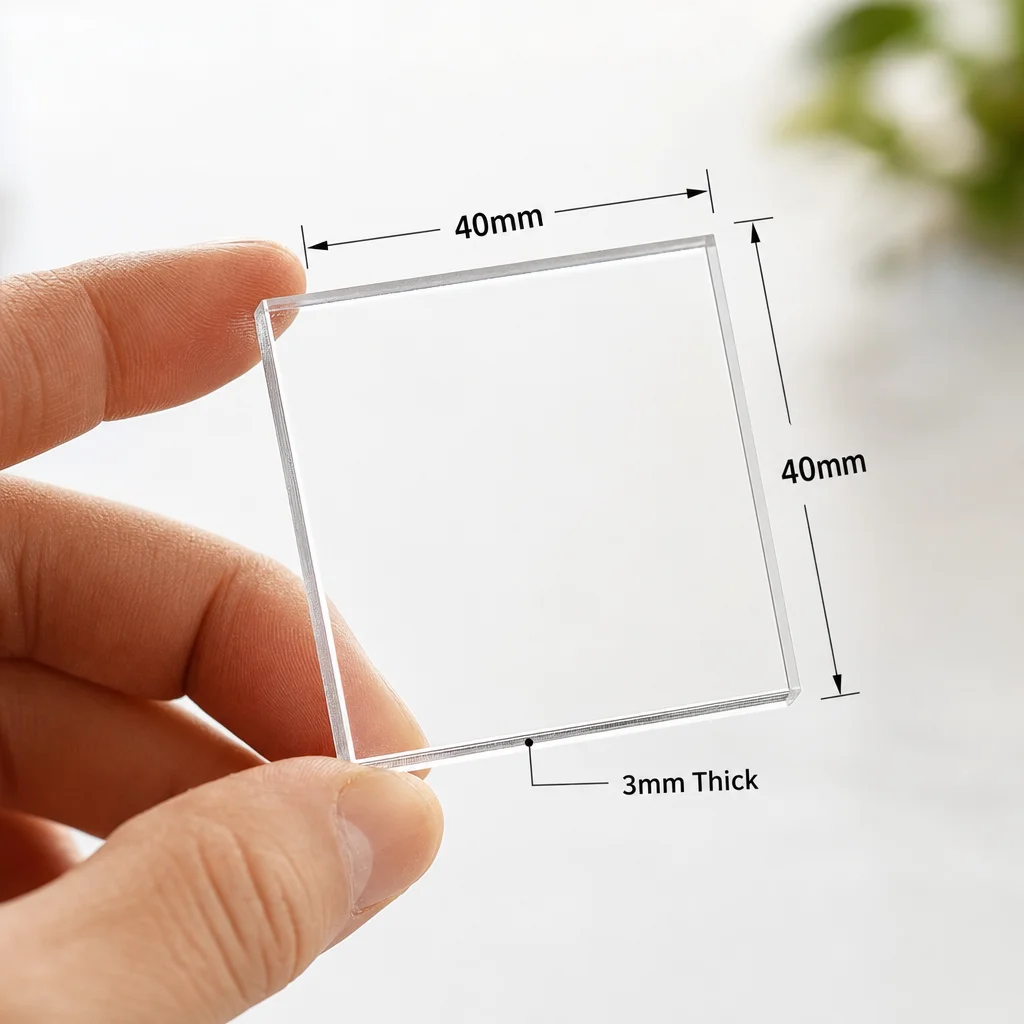 3mm Clear Acrylic Squares 20-50mm | WARGAME BASE WORLD | Laser Cut Perspex for Miniature Bases, Terrain & Modelling