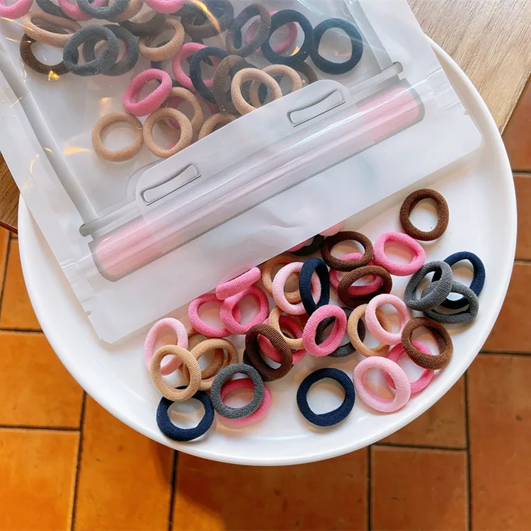 100 Pack Terry Elastic Hair Ties for Kids High Elasticity Candy Color Rainbow Cotton Soft Gentle on Hair Daily Ponytail