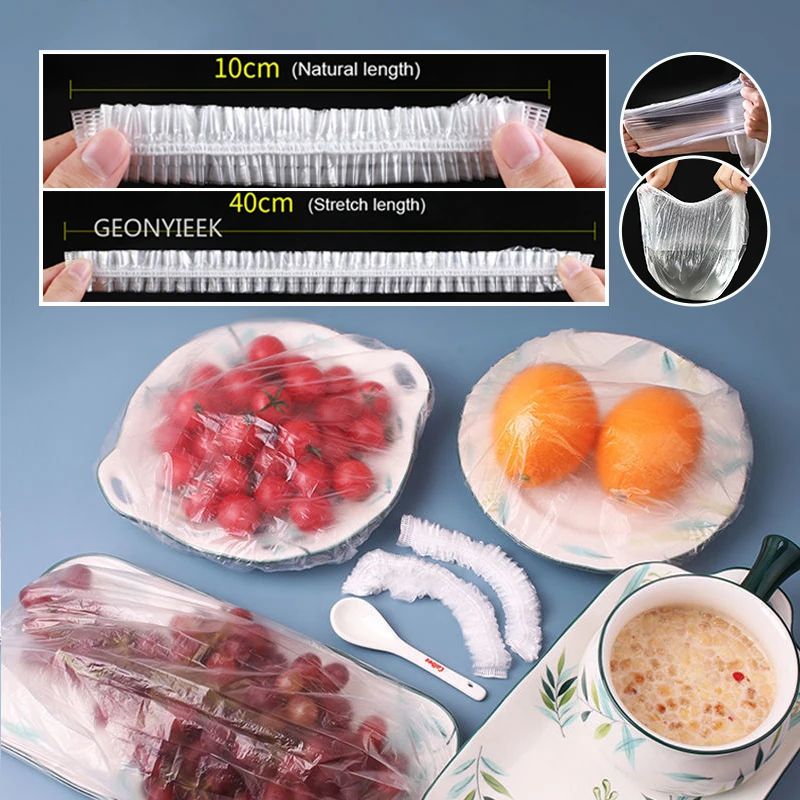 

10/20/50 PCS Food Cover Disposable Plastic Wrap Reusable for Kitchen Fruit Bowls Cups Caps Storage Fresh Keeping Bag Ziplock