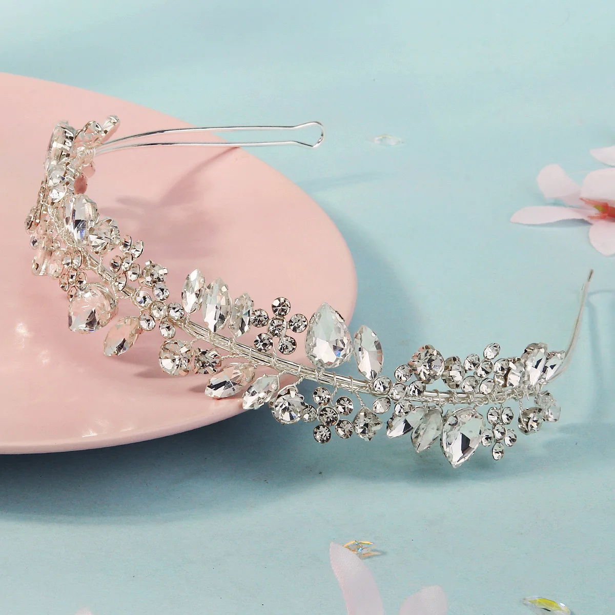 

Серебристый прозрачный кристалл, свадебный ободок для волос, элегантная корона ручной работы из бисера для женщин, свадебные головные уборы, аксессуары для волос