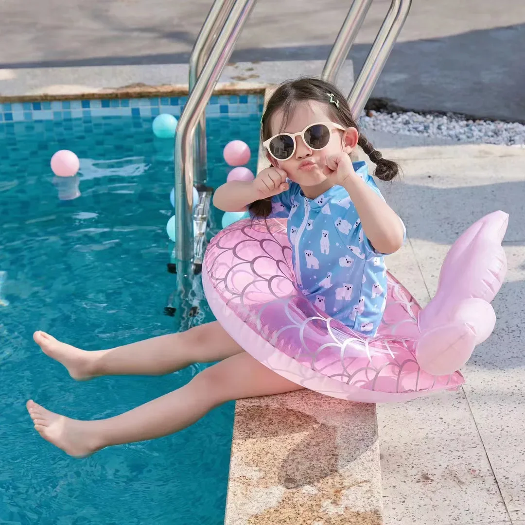 Yuyu-flotador inflable para piscina con anillo de natación de sirena para niños, juguete de piscina con tubo circular para nadar para bebé