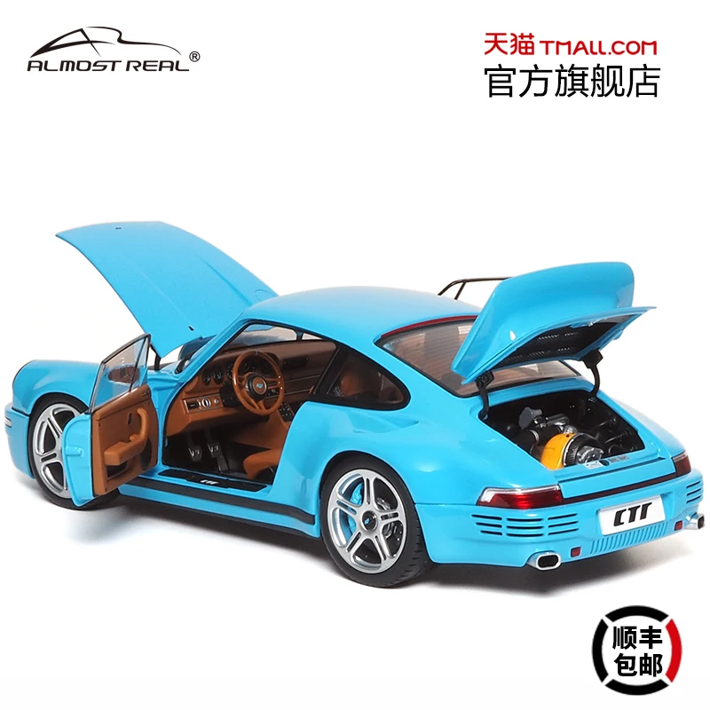 大人のためのスタティック合金プレイモデル,1:18 ruf ctrアニバーサリーエディション,フルオープンスカイブルー,高度なコレクション装飾,2017