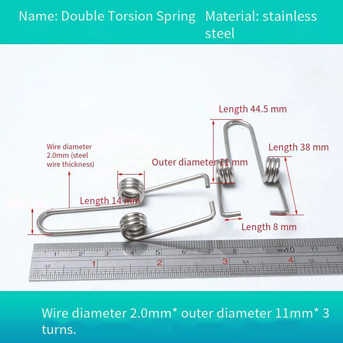 Dubbele torsieveer Staal Roestvrij staal Vernikkeld Gegalvaniseerde zwarte draadstripper Accessoire Onderdeelveer