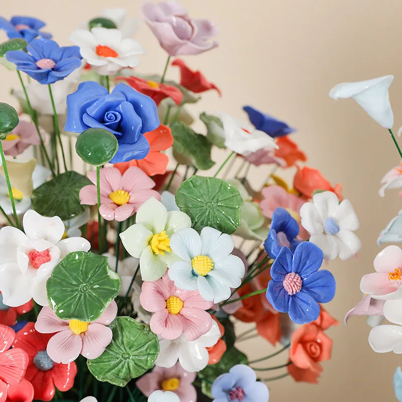 5X Artificial Flower Ceramic Handmade Fake Flower Creative Art Floral Home Decor Party Wedding Garden Decor Valentine\'s Day Prop