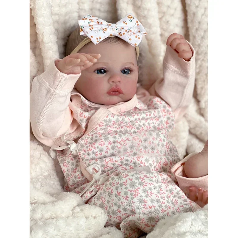 45cm Reborn Baby Doll Meadow Already Painted Finished Awake Newborn Baby Size 3D Skin Visible Veins Collectible Art Doll