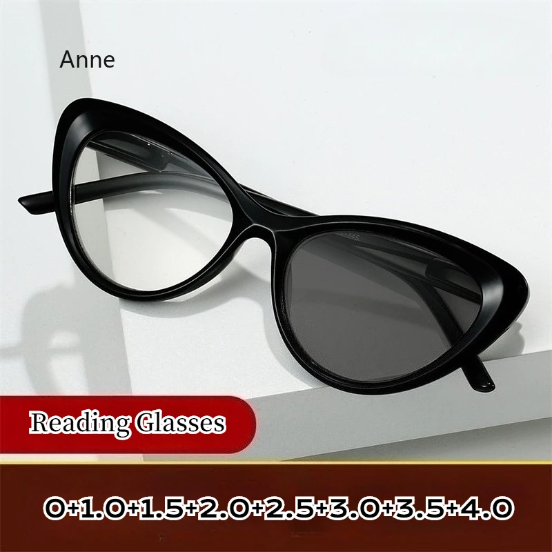 

New Vintage Photochromic Eyeglasses Large Frame Cat Eye Reading Glasses Blue Light Blocking Eye Protection Presbyopia Eyewear