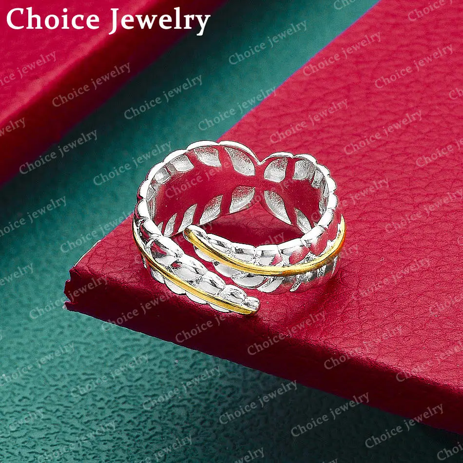 

925 Sterling Silver Gold Feather Ring For Men and Women Fashion Jewelry Charm Grace Party Accessories Birthday Gifts