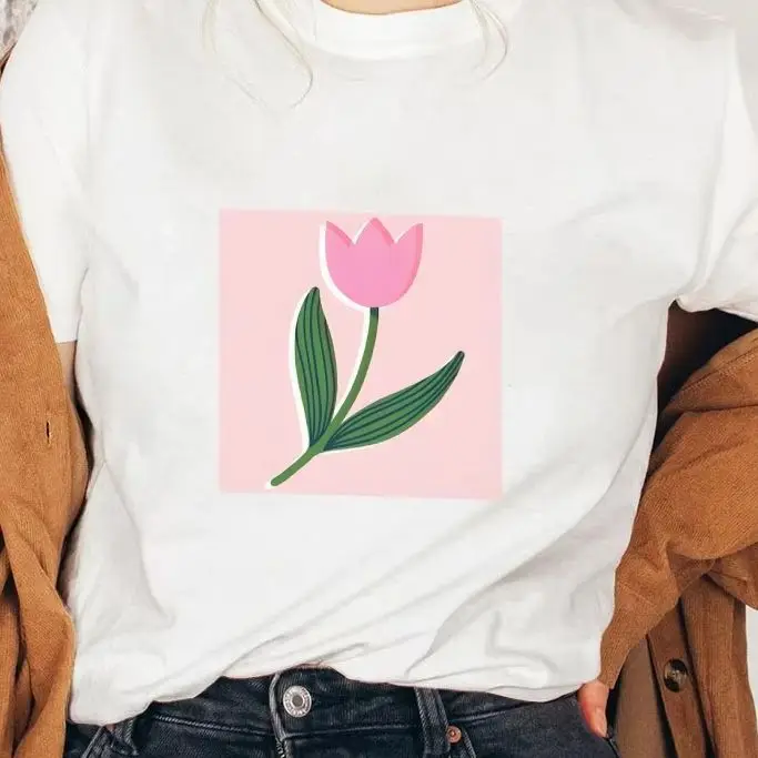 

Women's Cotton Y2K Graphic T-Shirt Floral Print Casual Streetwear Tee Comfortable Daily Top Gym Wear