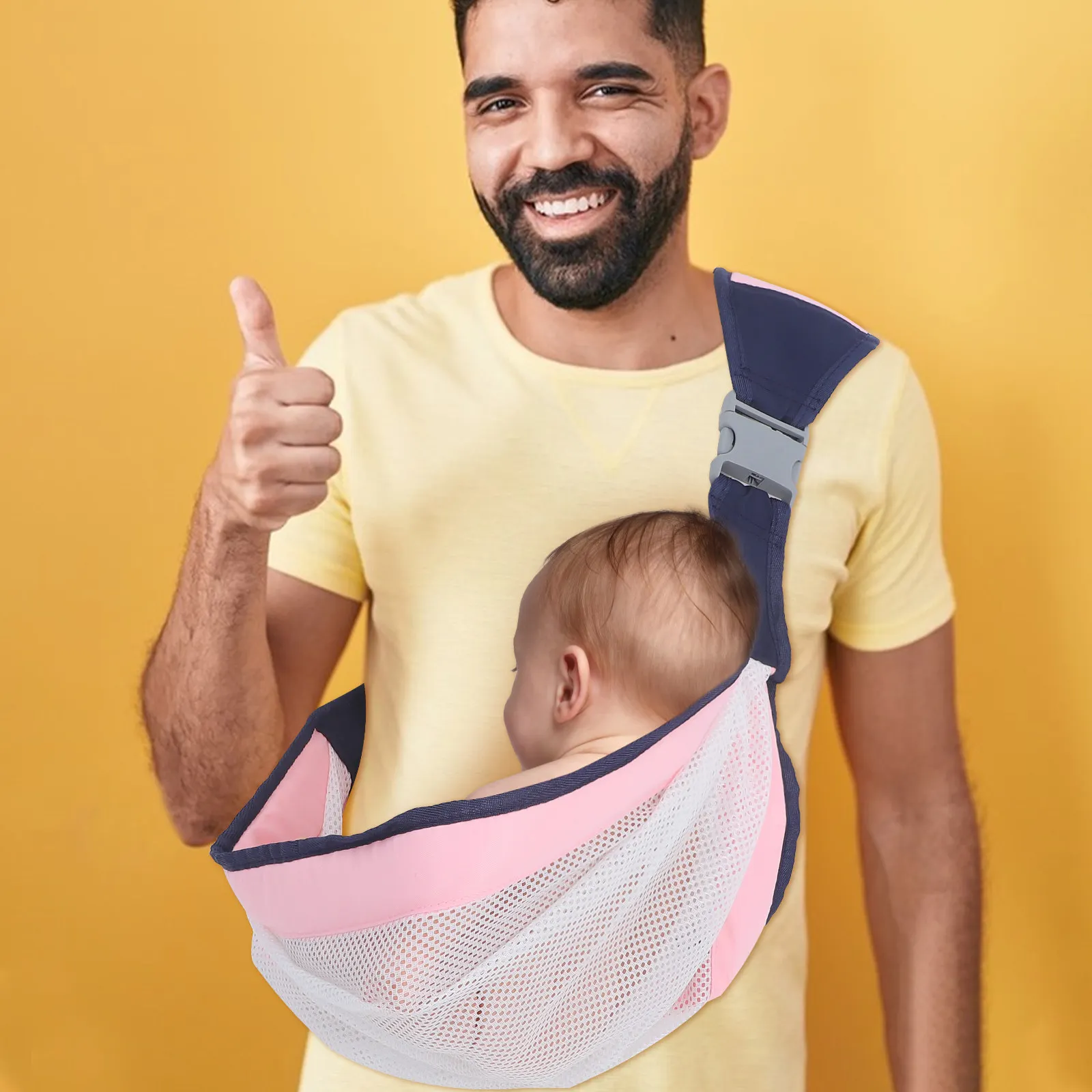 

Polyester Cotton Baby Carrier Portable Lightweight Compact Easy Store Travel Shopping Outdoor Infant Carrier Toddler Sling