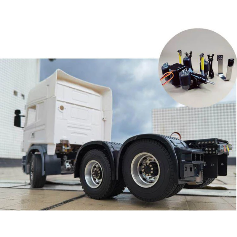 Non Powered Rear Axle Airbag Lifting Axle System Kit for 1/14 Tamiya RC Truck Tractor Tipper Scania Man Benz RC Toy Car Parts