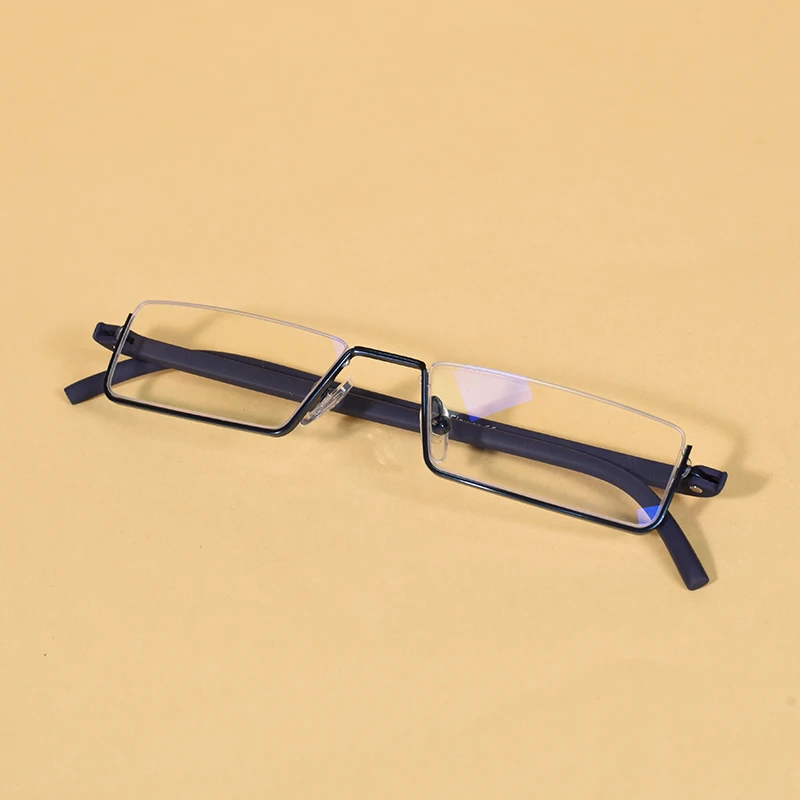Metall Anti-Blau Licht Lesebrille Männer Halb Rahmen Brillen Männlichen Brillen Mit Fall + 125 + 175 + 225 + 275 + 300 + 350 – Detail 19