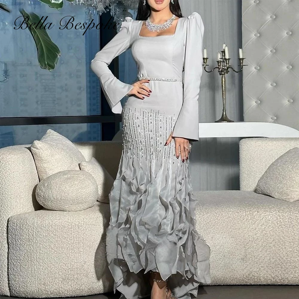 

Custom Silver Long Evening Dresses Woman Luxury Beading Sexy Mermaid Party Dresses 2025 New Prom Cocktail Gown فساتين الحفلات