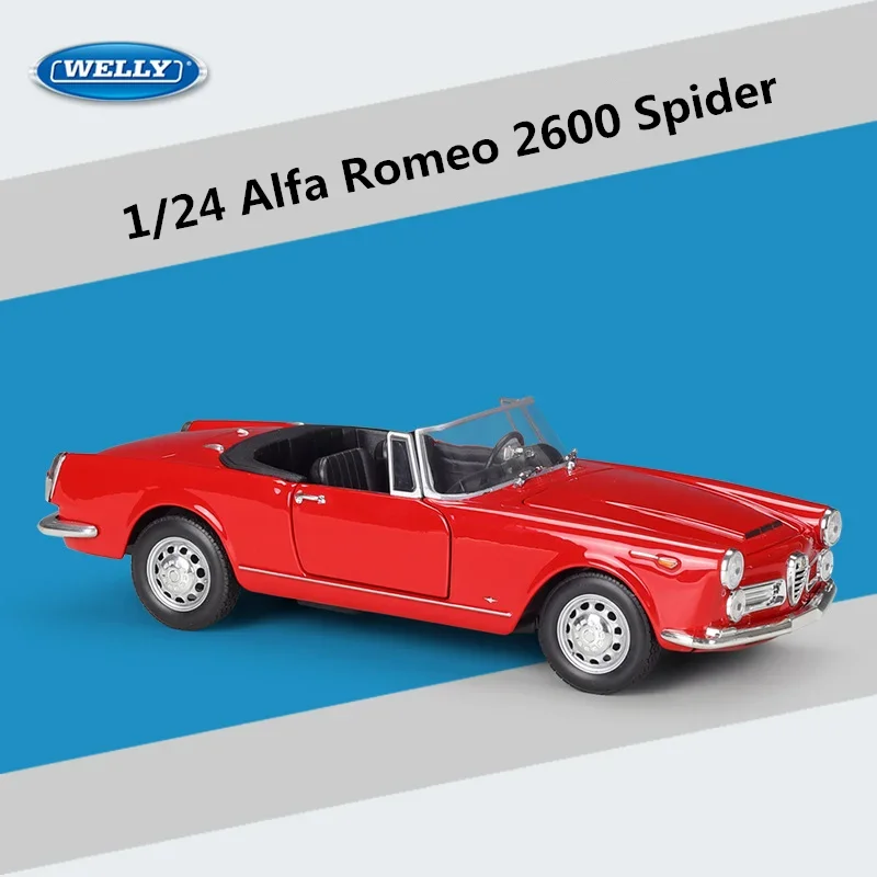 WELLY 1:24 Alfa Romeo 2600 Spider Alloy Sports Car Model Diecast Toy Metal Classic Car Model Simulation Collection Gift