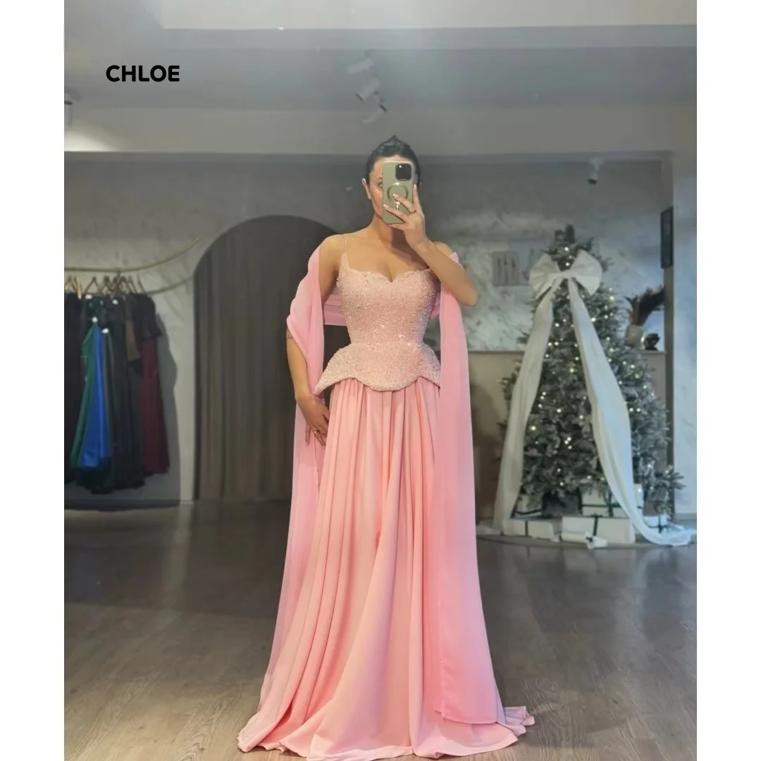 

Line A Robe Soiree Блестящие платья для выпускного вечера 2025 Роскошные женские вечерние платья Женские розовые элегантные платья без рукавов по индивидуальному заказу