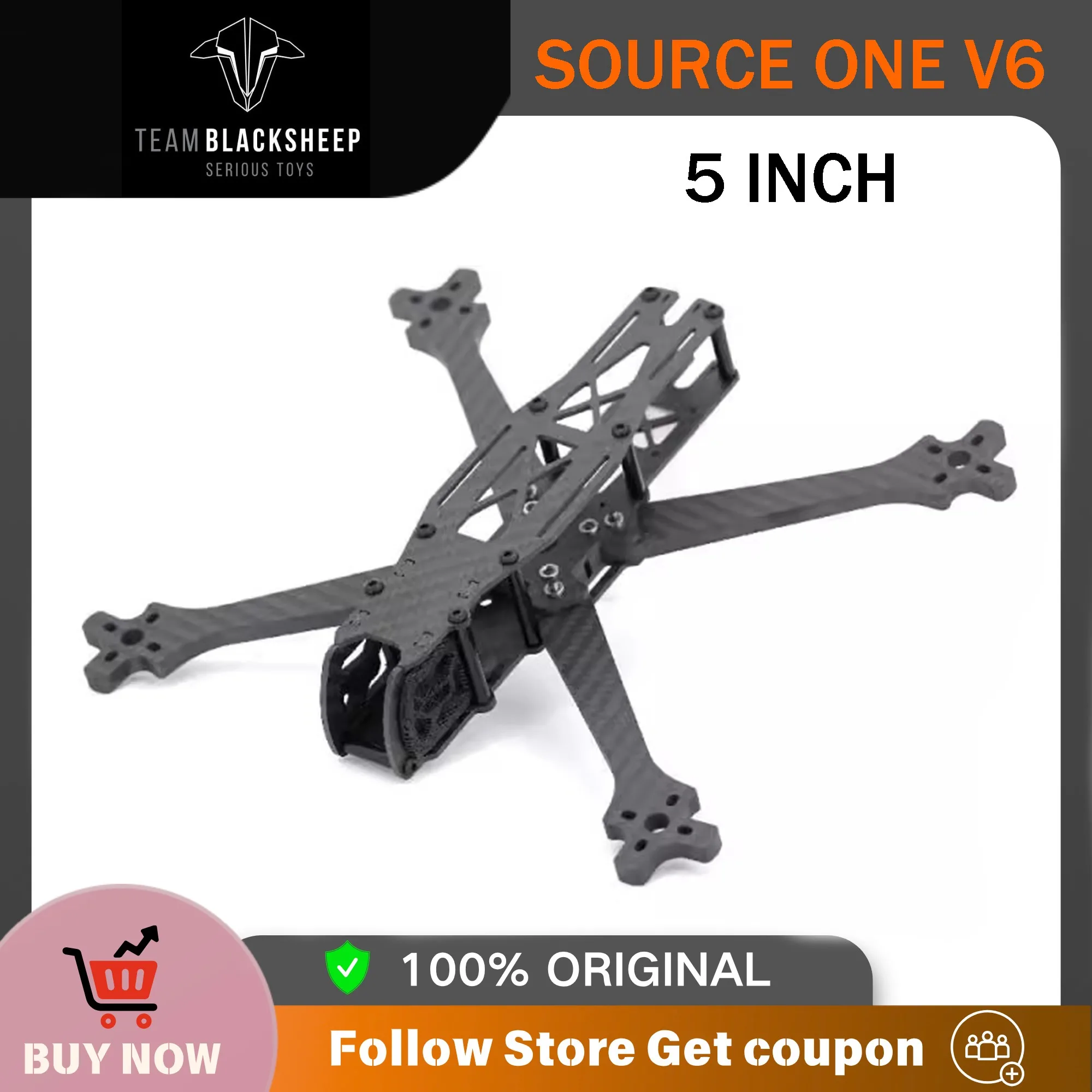 Team Blacksheep TBS SOURCE ONE V6 5INCH 226mm FPV Frame Kits Wide-stance X Carbon Fiber for RC FPV Freestyle Drone free-range