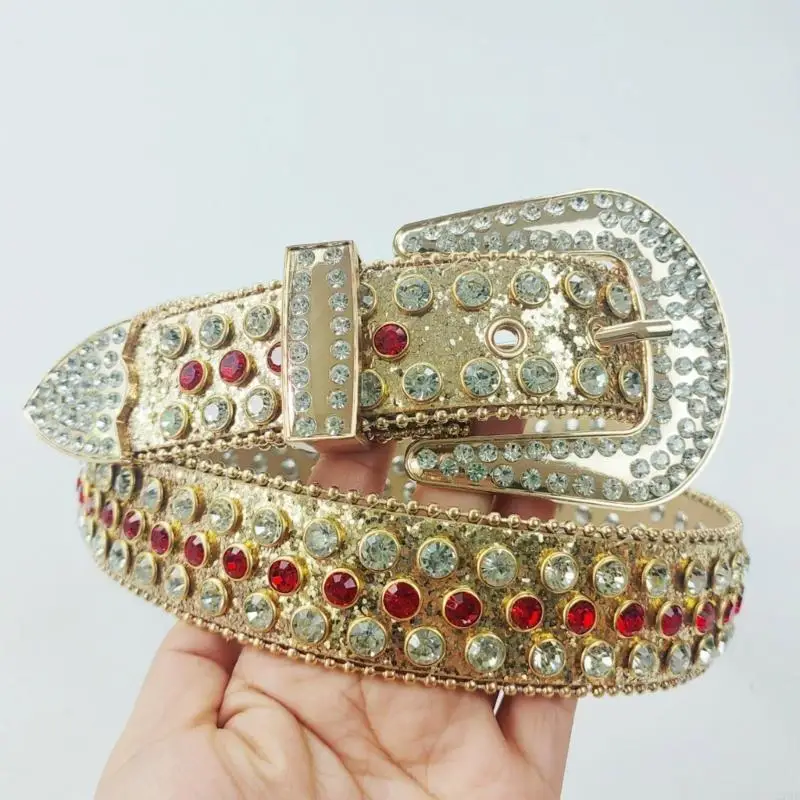 ユニークなウエストベルト輝くフルダイヤモンドベルト女性男性ジーンズフォーマルドレス用