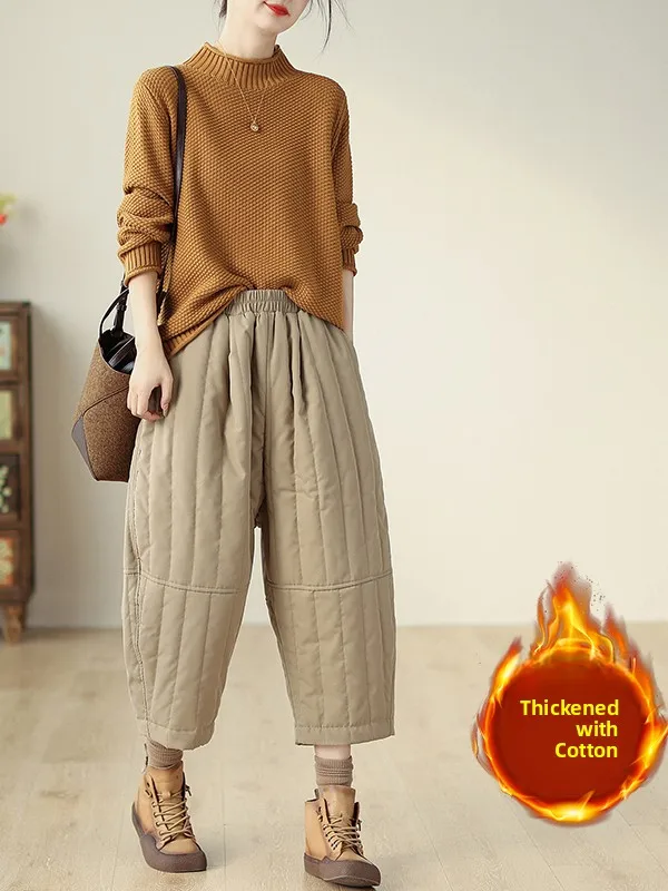 Pantaloni Harlan in cotone traspirante di nuovo arrivo invernale Pantaloni bootcut a gamba larga artistici vintage a vita alta da donna