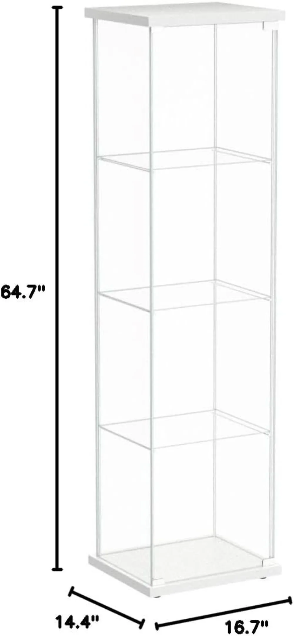 Glass Display Cabinet 4 Shelves with Door, Easy to Install, Solid Tempered Glass,