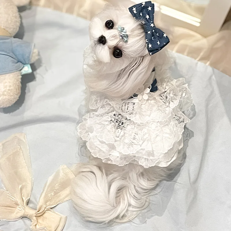 

Dog Dresses for Small Dogs Girl Pet Clothes Wedding Dresses Outfits Summer Dog Clothes Floral Puppy Princess Bowknot Tutu Skirt