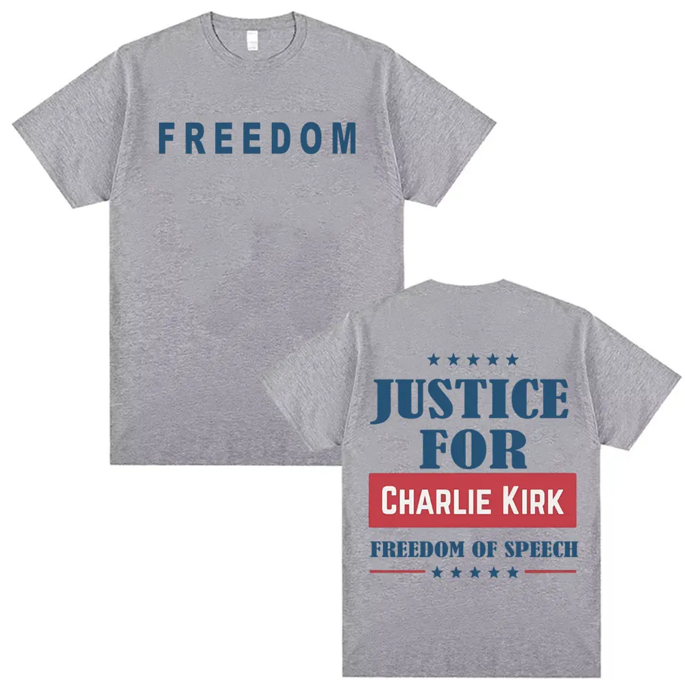 العدالة لتشارلي كيرك حرية الكلام تي شيرت الرجال النساء خمر موضة المتضخم تي شيرت عالية الجودة تي شيرت الشارع الشهير #4
