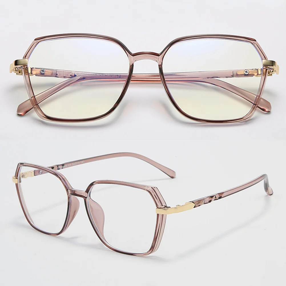 

1Pair Anti-Blue Light Glasses Purple Grey Polygonal Metal Frame Lightweight Comfortable Unisex Eyewear for Computer Work Home