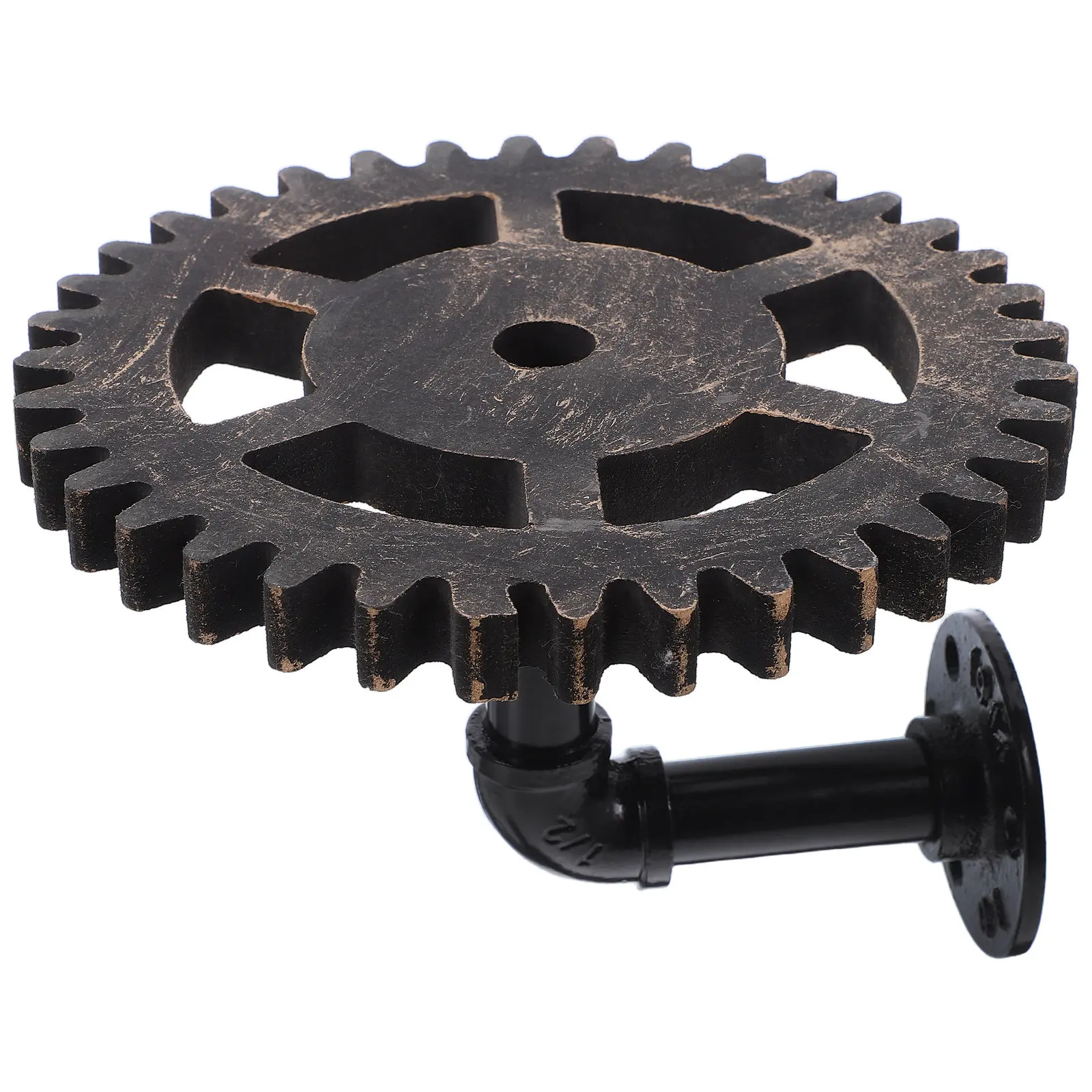Industrial Vintage Pipe Wall Shelf Steampunk Gear Design Rustic Floating Shelf Metal Storage Rack Living Room Kitchen Wall