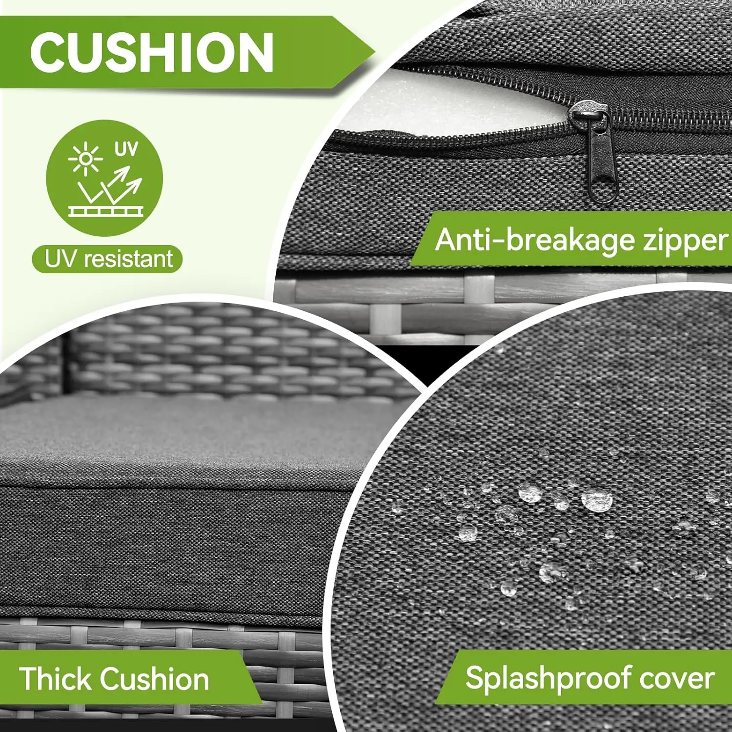 6pcs Patio Furniture Set Sectional Rattan Wicker Outdoor Conversations Sets w/Table & Ottomans for Garden,Poolside,Backyard-Grey