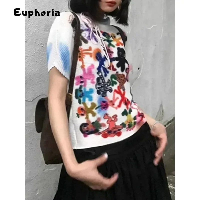 Euphoria Women's T-shirt Harajuku Korean Y2k Coconut Girl Short Sleeve Tee Top Clothes Fashion Vintage Coquette O-Neck T-shirts