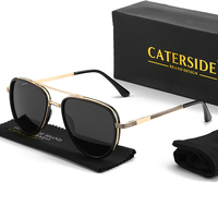 New Polarized Flat Top Double Bridges Square Metal Frame Men's Sunglasses Suit Fashion Gift Box Women's Glasses UV400 Eyewear