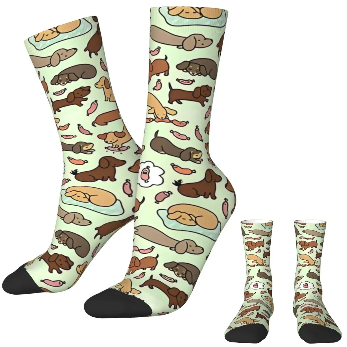 Wiener Dog Socks Winter Wonderland Stockings Casual Men Medium Soft Socks Custom Running Anti Skid Socks