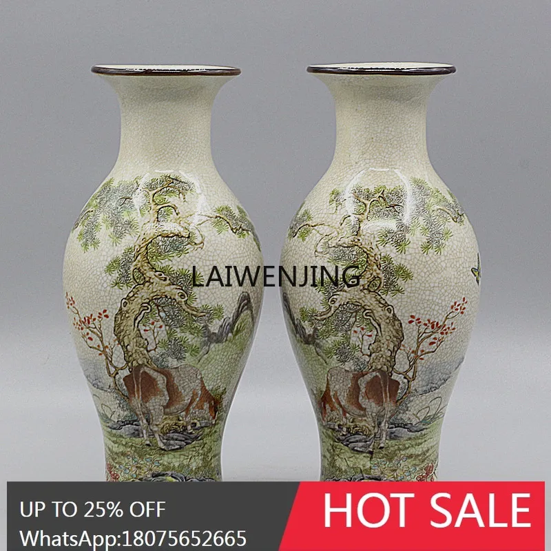 

CY Jingdezhen antique porcelain Tiandao rewards diligence fishtail vase (a pair) Daqing Qianlong annual collection