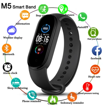 Montre de sport intelligente étanche M5 pour hommes et femmes, tension artérielle, moniteur de fréquence cardiaque, bracelet de fitness, Android, IOS