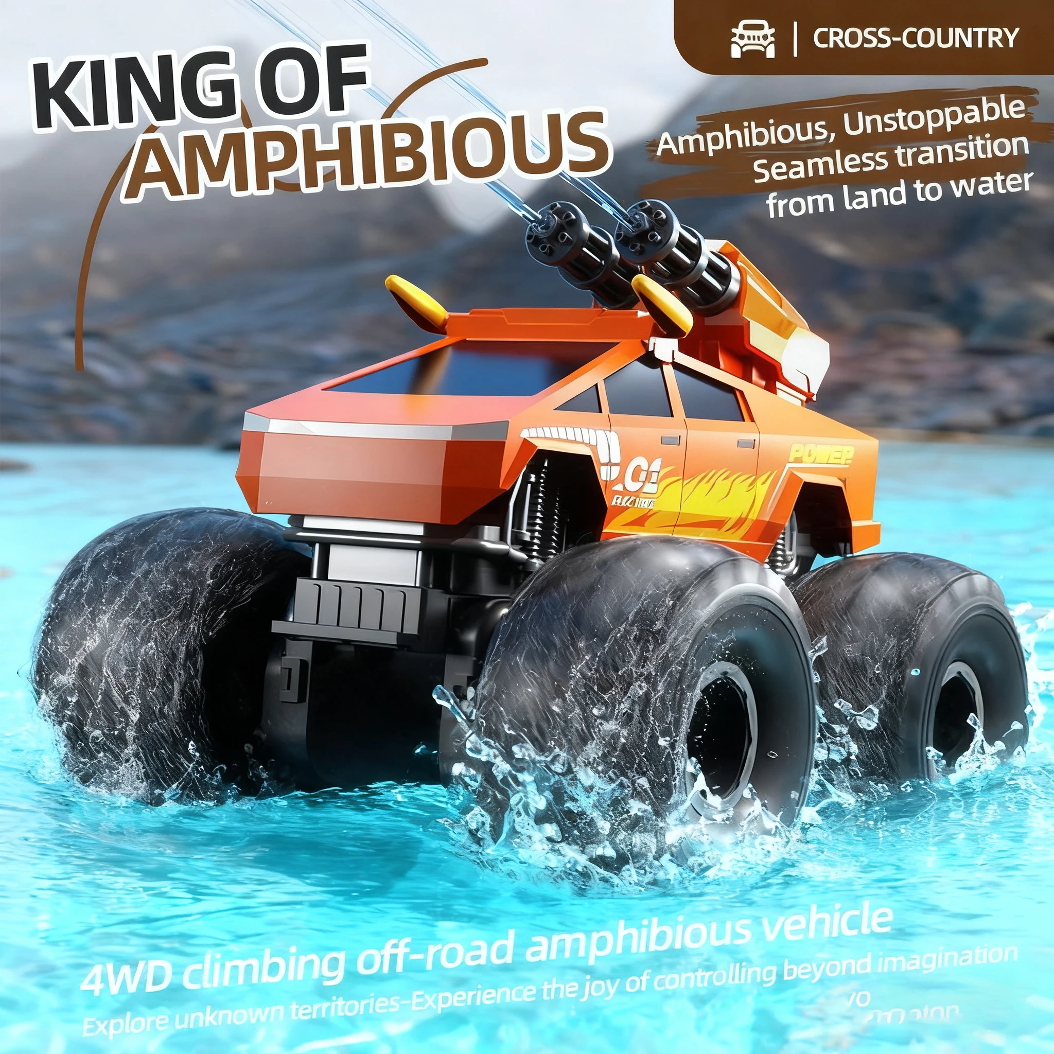 

JJRC Q213 Радиоуправляемый автомобиль-амфибия с водяным пистолетом 4WD Альпинистский внедорожник Водонепроницаемый бластер с водными играми Автомобиль с дистанционным управлением