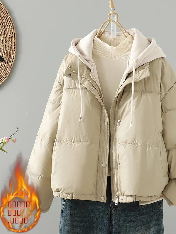 دافئ مقنعين بو الجلود القطن Jaet فضفاض عارضة Sle Thiened الشتاء وصول جديد من Meimei Da العلامة التجارية النسخة الكورية