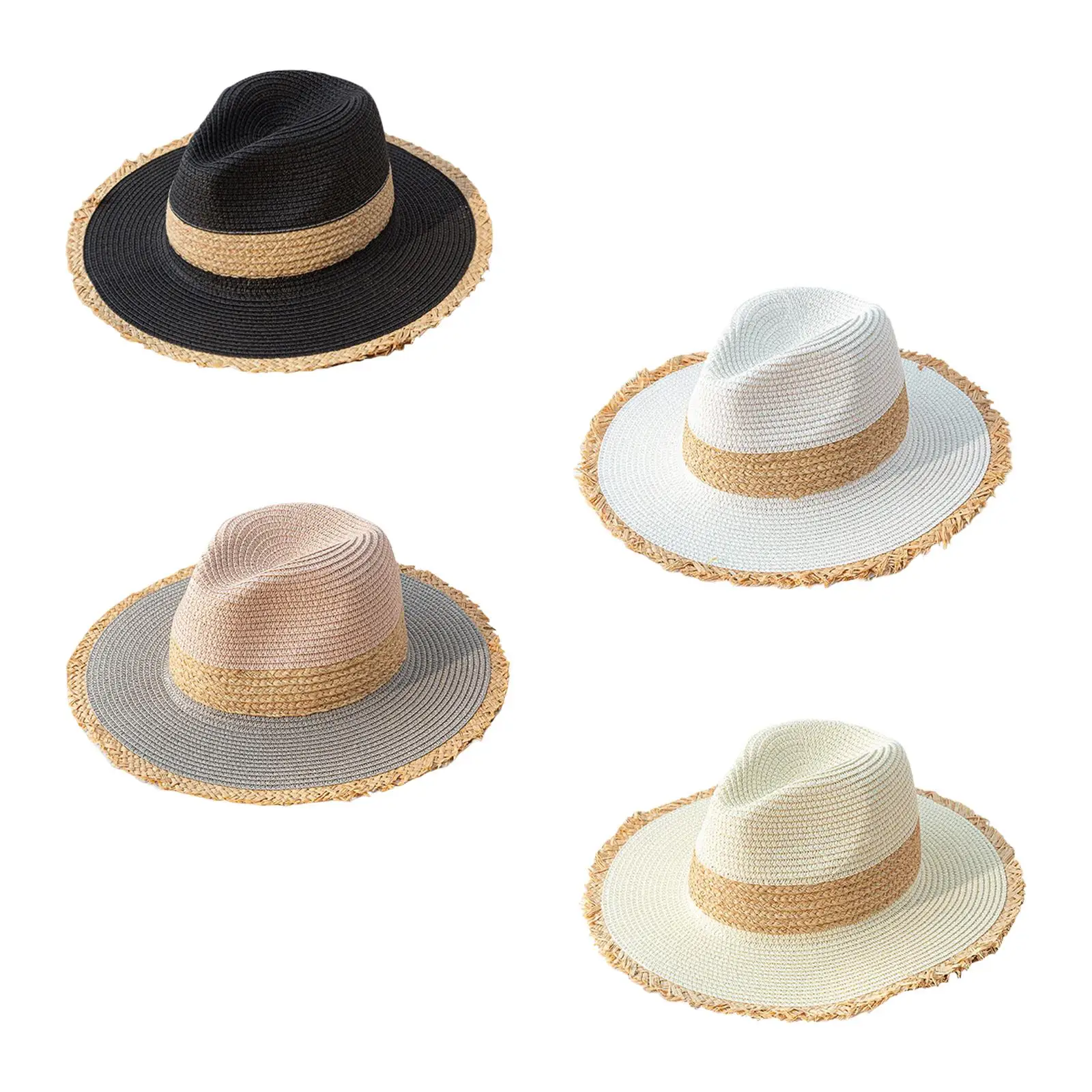 Fashion Wide Brim Cowboy Hats Panama Fedora Accessories for Gift for Travel Men Gardening Vacation