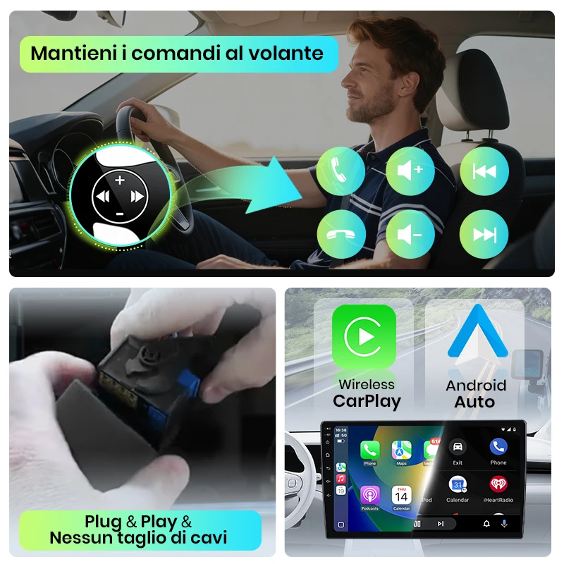 Junsun para Fiat 500X 2014-2020 9 Pulgadas 4GB 64GB Android 13 Auto Radio GPS Navegación Carplay Radio Coche DSP Bluetooth FM Soporte Control Volante USB AUX Entrada Listo Cámara Retroceso Video 1080P Pantalla Dividida Plug and Play
