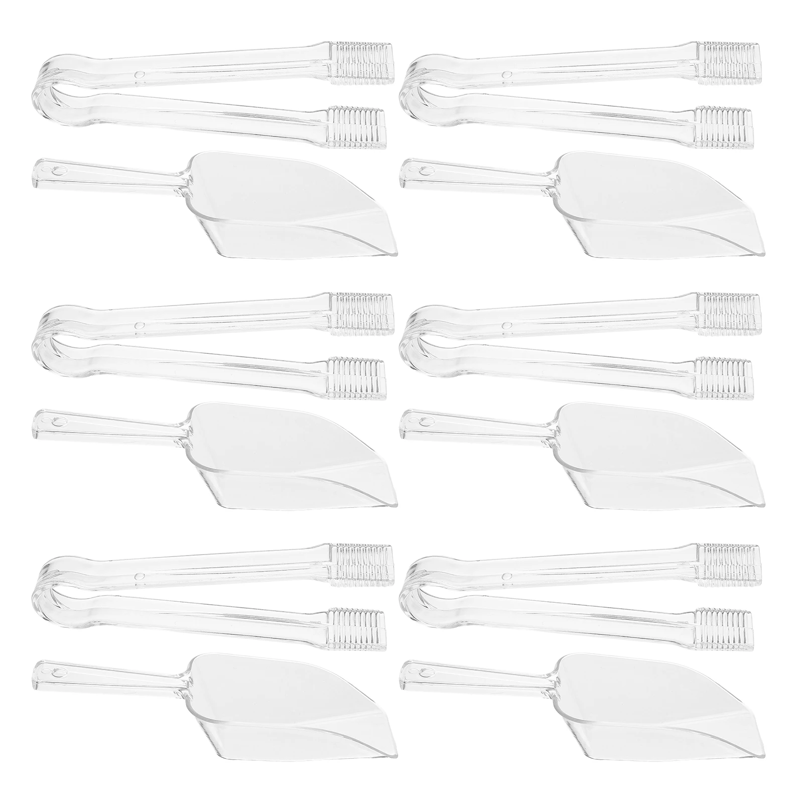 

12pcs Mini Tongs Scoops Compact Ice Shovel Sugar Tongs Plastic Food Clips For Buffet Tea Party Kitchen Lightweight