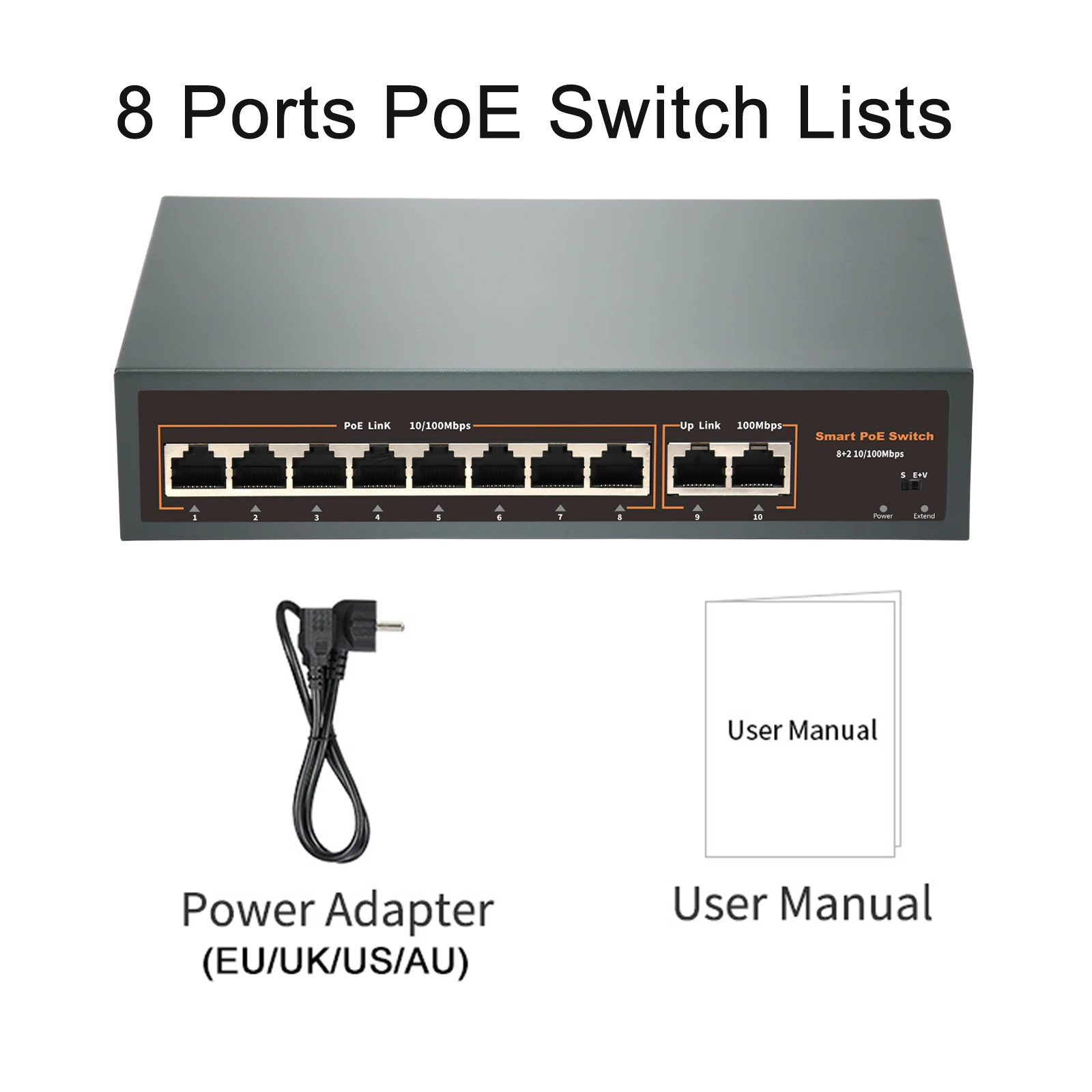 PESENSKA-Commutateur Ethernet PoE sans fil, Smart Internet, 8 ports, 8 canaux, 10 m, 100m, réseau pour les soutiens-gorge de mise en commun, routeur WiFi, caméra IP, I-Wireless