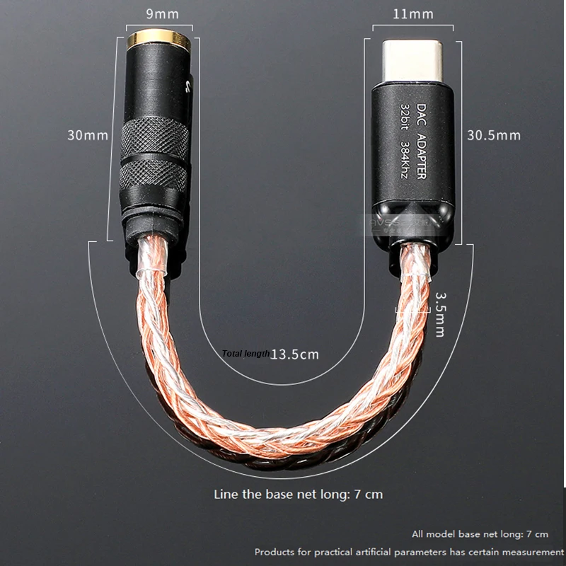 Hifi Headphone Conversion Cable Adapter Ype-c To 2.5/3.5/ 4.4/6.35mm DAC Earphone Decoder Cable Male And Female Connector