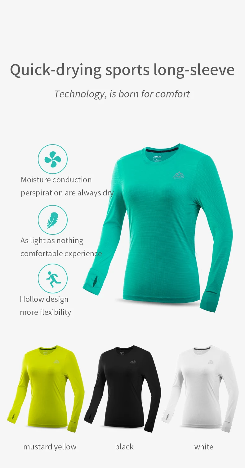 AONIJIE FW5133 Woman Female Sports Quick Drying Shirts Long Sleeves T-shirt Spring Autumn For Running Marathon Training