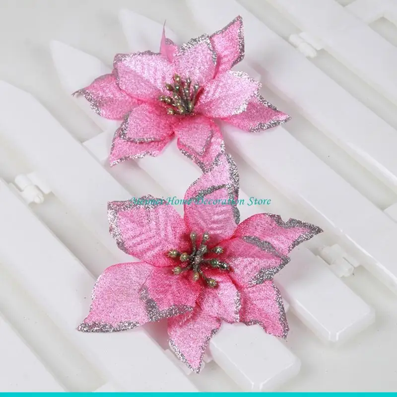 H7BF عيد الميلاد البونسيتة الزهور الاصطناعية شجرة إكليل زينة عيد الميلاد