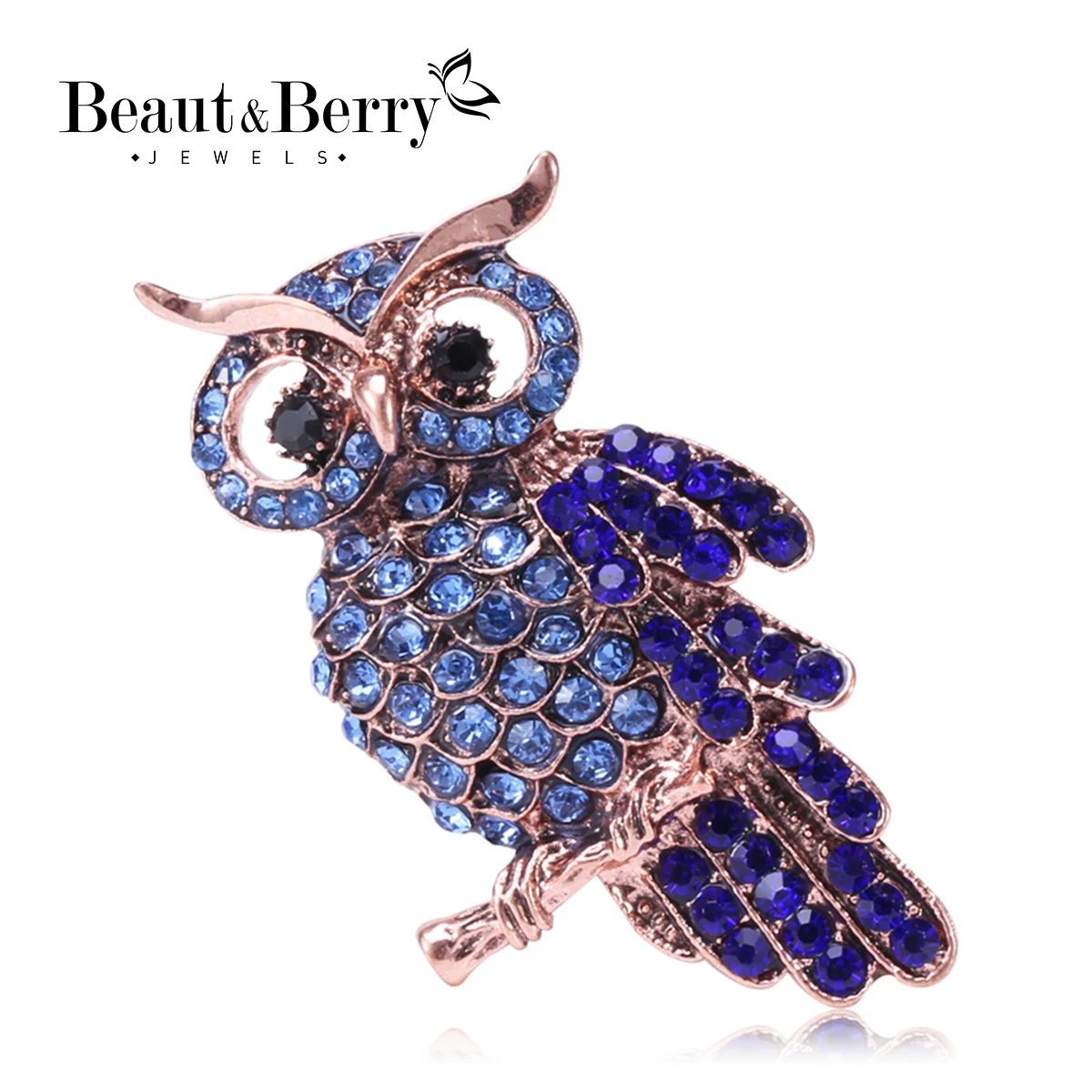 Vintage Rhinestone Owl Brooches for Women Unisex Bird Animal Pins 2-color Available Casual Party Accessories Gifts