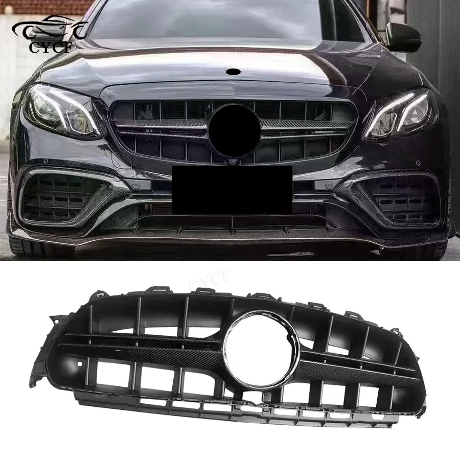 For Mercedes-Benz W213 C238 A238 E-Class E300 E200 E260 E63 GT 2016-2020 Carbon Fiber Front Bumper Engine Hood Grille Body Kit