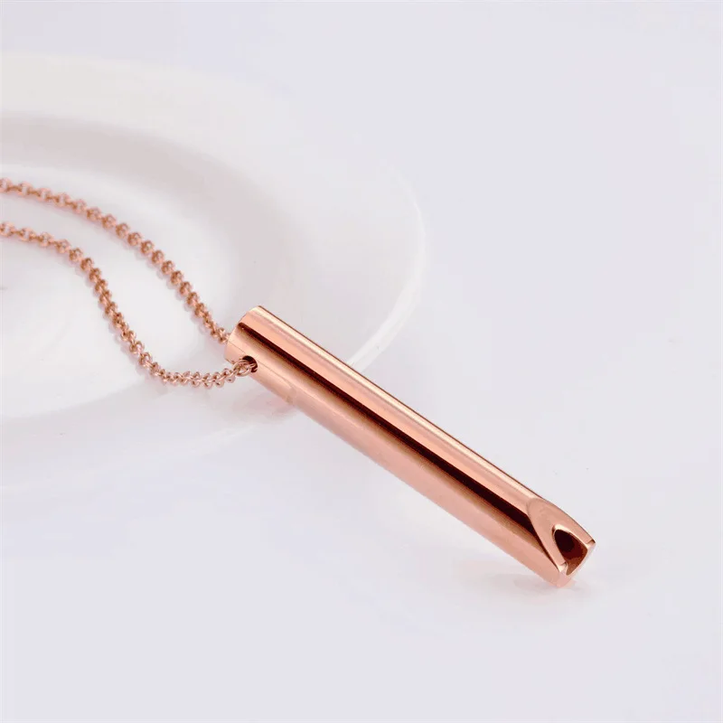 2024 New Stainless Steel Whistle Necklace Unisex Slow Breathing Decompression Tubular Pendant Jewelry Commuter Party Gift Giving image 4